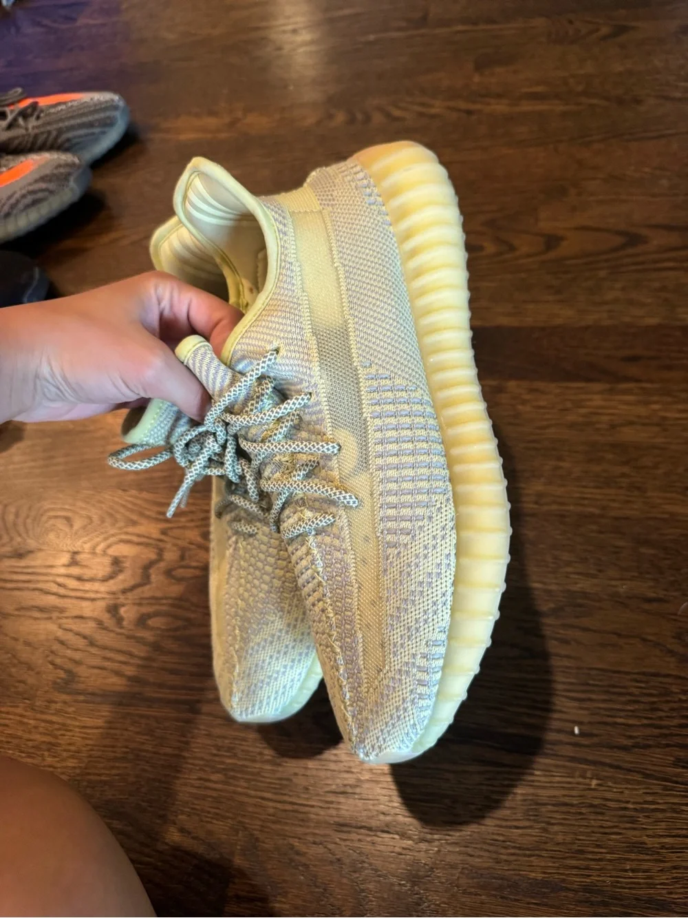 Yeezy Boost 350 V2 Pale Yellow Knit Athletic Shoes
